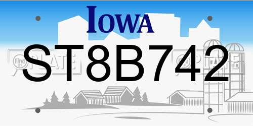 ST8B742 Iowa License Plate