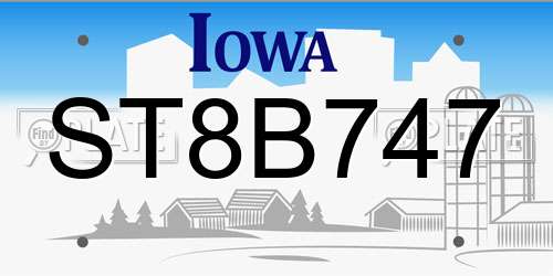 ST8B747 Iowa License Plate