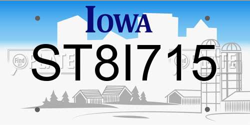 ST8I715 Iowa License Plate