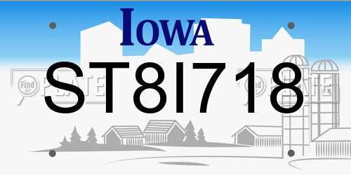 ST8I718 Iowa License Plate