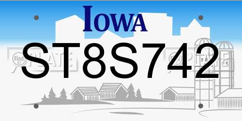 ST8S742 Iowa License Plate
