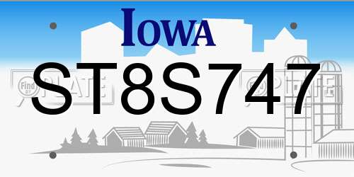 ST8S747 Iowa License Plate
