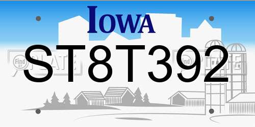 ST8T392 Iowa License Plate