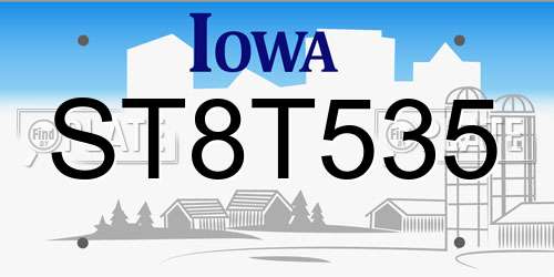 ST8T535 Iowa License Plate