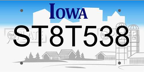 ST8T538 Iowa License Plate