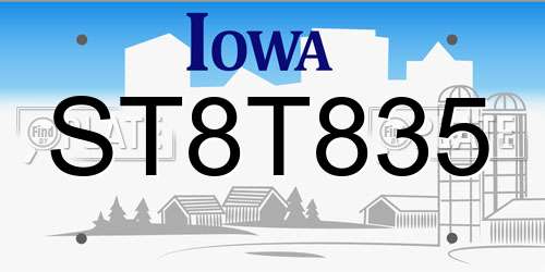 ST8T835 Iowa License Plate