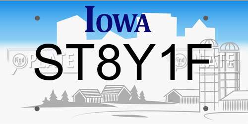 ST8Y1F Iowa License Plate