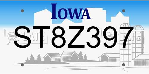 ST8Z397 Iowa License Plate