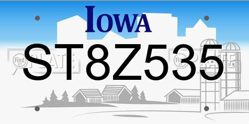 ST8Z535 Iowa License Plate