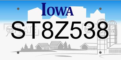 ST8Z538 Iowa License Plate