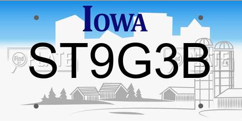 ST9G3B Iowa License Plate