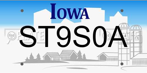 ST9S0A Iowa License Plate