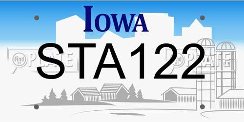 STA122 Iowa License Plate