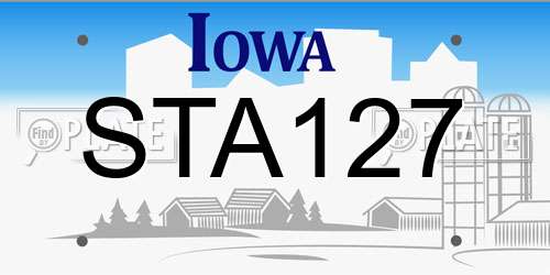 STA127 Iowa License Plate