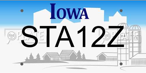 STA12Z Iowa License Plate