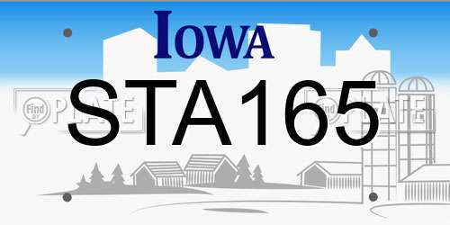 STA165 Iowa License Plate