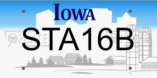 STA16B Iowa License Plate
