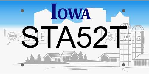 STA52T Iowa License Plate