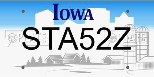 STA52Z Iowa License Plate