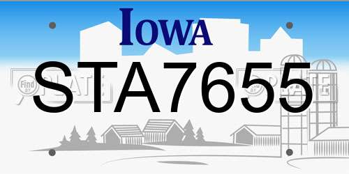 STA7655 Iowa License Plate