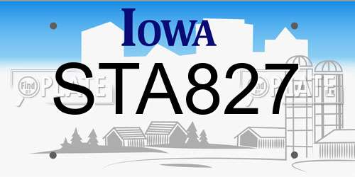 STA827 Iowa License Plate