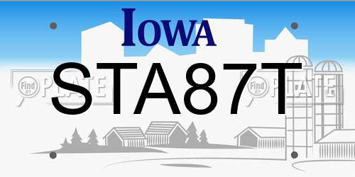 STA87T Iowa License Plate