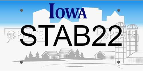 STAB22 Iowa License Plate