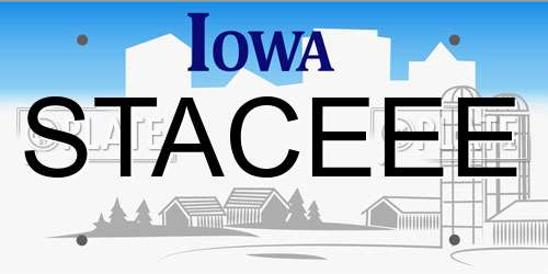 STACEEE Iowa License Plate