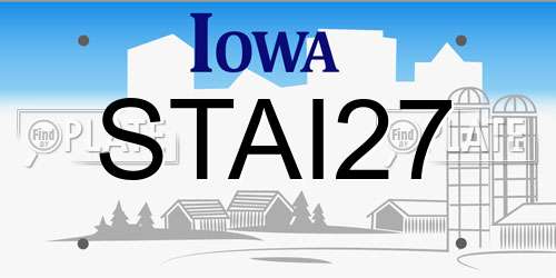 STAI27 Iowa License Plate