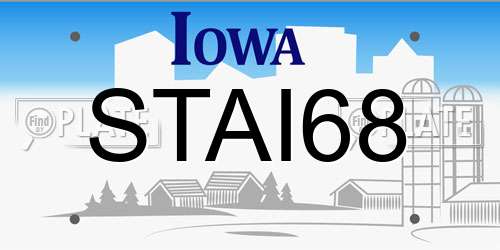 STAI68 Iowa License Plate