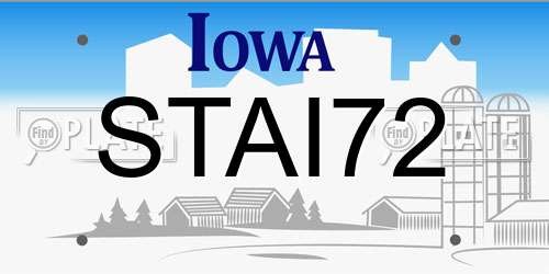STAI72 Iowa License Plate