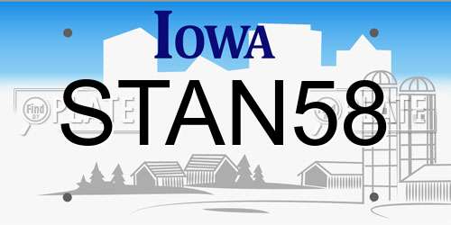 STAN58 Iowa License Plate