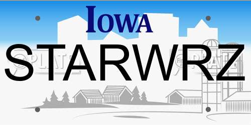 STARWRZ Iowa License Plate