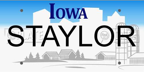 STAYLOR Iowa License Plate