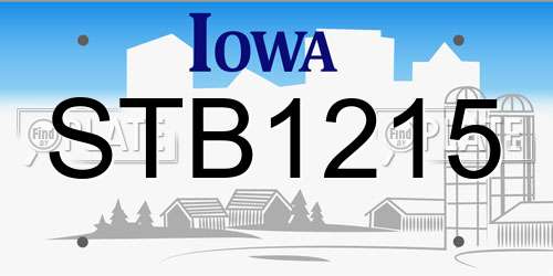 STB1215 Iowa License Plate