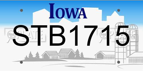 STB1715 Iowa License Plate