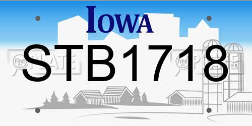 STB1718 Iowa License Plate