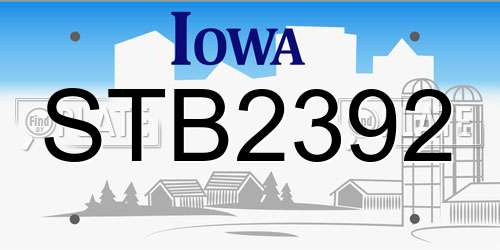 STB2392 Iowa License Plate