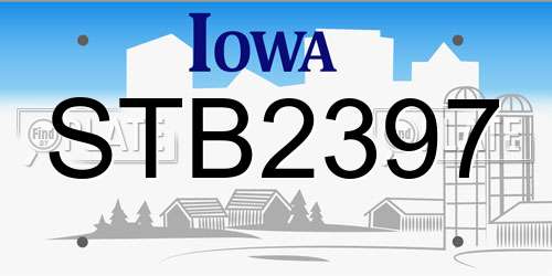 STB2397 Iowa License Plate