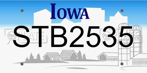 STB2535 Iowa License Plate