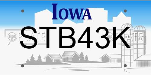 STB43K Iowa License Plate