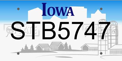 STB5747 Iowa License Plate