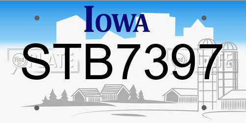 STB7397 Iowa License Plate
