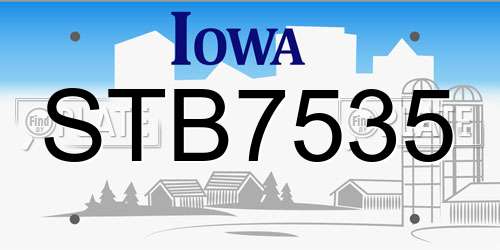 STB7535 Iowa License Plate
