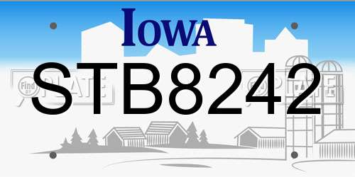 STB8242 Iowa License Plate