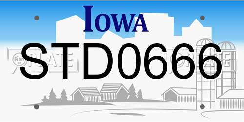 STD0666 Iowa License Plate