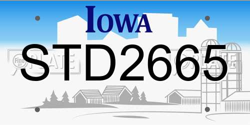 STD2665 Iowa License Plate