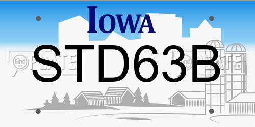 STD63B Iowa License Plate