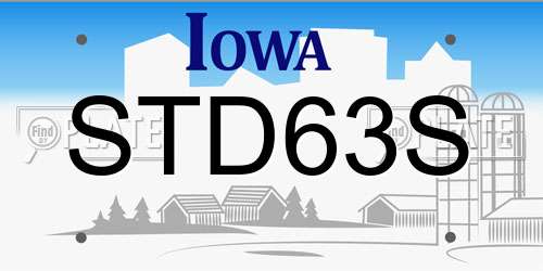 STD63S Iowa License Plate