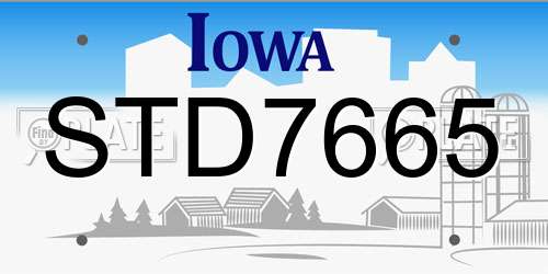 STD7665 Iowa License Plate